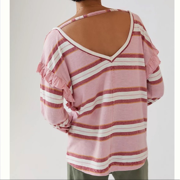 NWT Anthropologie Pilcro Ruffled Open Back Top - Picture 3 of 16